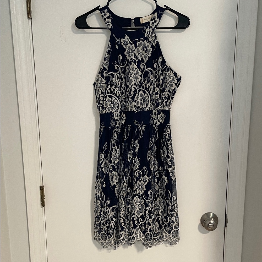 Altar'd State Navy and White Floral Lace Halter
